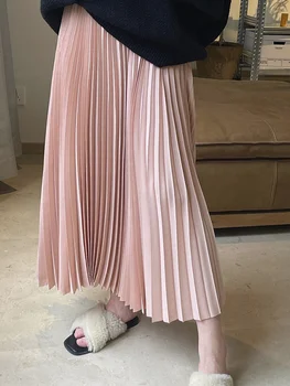 Aukštas elastingas juosmuo rožinė Spalva Plisuotas laisvalaikis Elegantiškas Pusiau kūno sijonas Moterų mados banga Naujas pavasaris 2023 M301