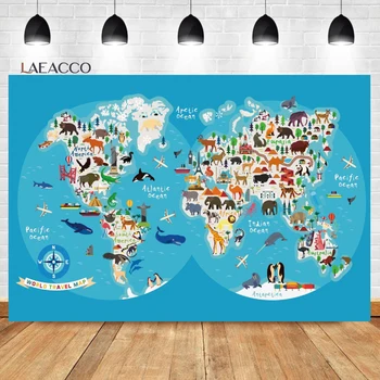 Laeacco nuotykių pasaulio žemėlapis Kelionių tematika Vakarėlis Fonas Berniukas Išleistuvės Gimtadienis Kūdikio dušas Portretinės fotografijos fonas