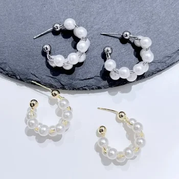 Korėjos perlų auskarai Moteriški retro prancūziško stiliaus aukštos kokybės lengvi prabangūs auskarai 2023 m Nauji auskarai