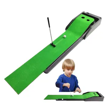 Putting Green Indoor Set Track Fleece Blanket with Automatic Return Track Artificial Grass Material for Real Game