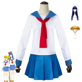 Anime POP TEAM EPIC Popuko Pipimi Cosplay kostiumas Aldult moteris viršutinis sijonas Perukas Helovinas Išskirtinis mielas jūreivio uniformos kostiumas