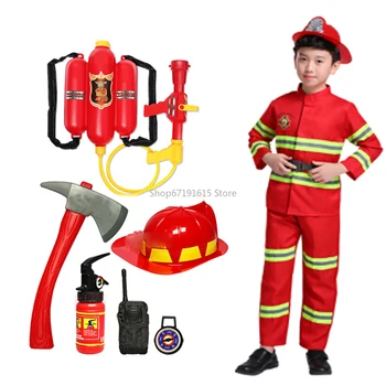 Cosplay Kids Ugniagesio uniforma Sam Fireman Role Work Drabužių kostiumas Vaikų Helovino karnavalo vakarėlių kostiumai 2022 m Kalėdų dovana
