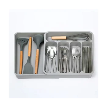 Išplečiamas stalo įrankių stalčių organizatorius, indų organizatorius virtuvės stalčiams, reguliuojamas sidabro dirbinių užrašiklis