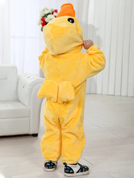 Cute Animal Print Baby Romper kostiumas Šiltas flanelinis kombinezonas su gobtuvu Unisex kūdikių apranga žiemos cosplay