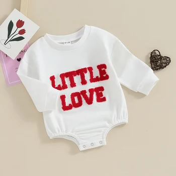 Infant Baby Fall džemperis Kombinezonas Fuzzy Letter siuvinėjimas apvaliu kaklu ilgomis rankovėmis Romper