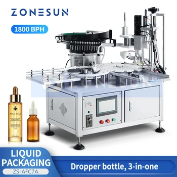 ZONESUN ZS-AFC7A 3 in 1 automatiniai lašintuvo buteliukai Eterinio aliejaus kvepalų akių lašų skysčio užpildymo mašina
