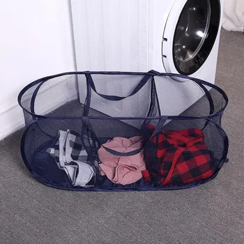 Namų saugojimas trijų skyrių nešvarių drabužių krepšys sulankstomas nešvarių drabužių krepšys skalbinių krepšys namų drabužių rėmo saugykla