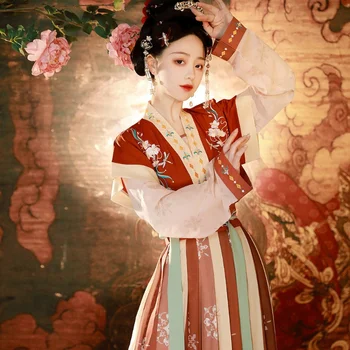 kinų stiliaus Hanfu suknelė moterims, marškiniai apvaliu kaklu, dienos juosmens ilgis, Hanfu šokių sijonas, qi, nauja